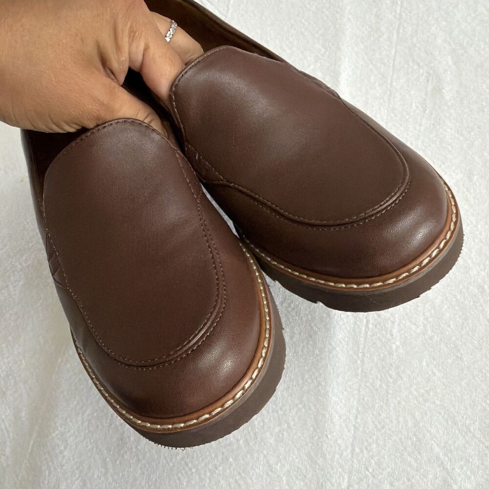 Women’s 7W Naturalizer Cabaret Lug Chunky Sole Loafer Rich Brown Leather Uppers - Picture 10 of 16
